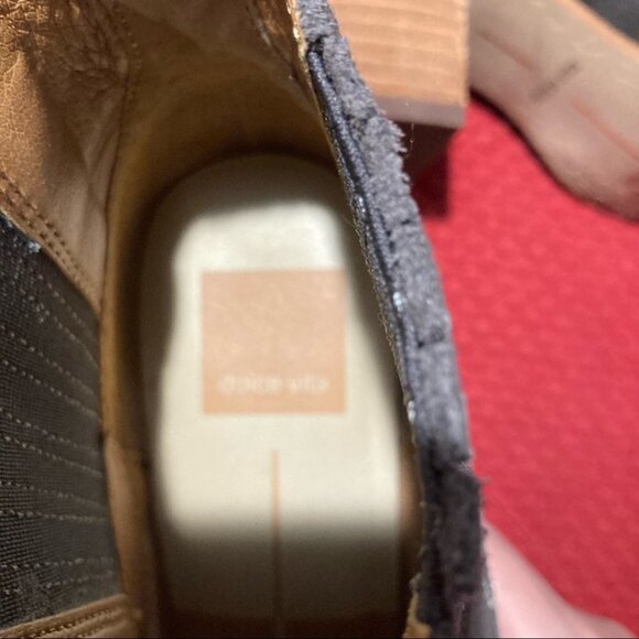 DOLCE VITA Sz 9 Western Grey Suede Stretch Shaft Stacked Heel Booties - Picture 8 of 8